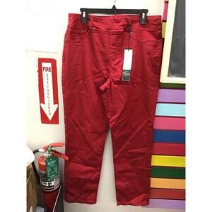 Diane Gilman womens pull on straight jeans size 16 red new HSN stretch cool max